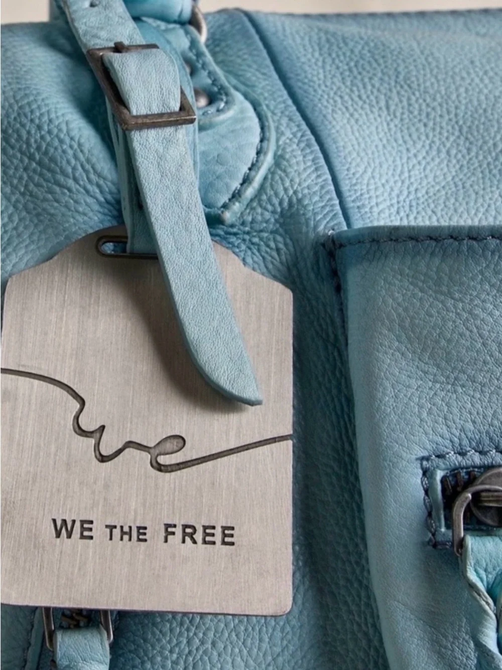 Free People Soft Powder Blue Leather Satchel